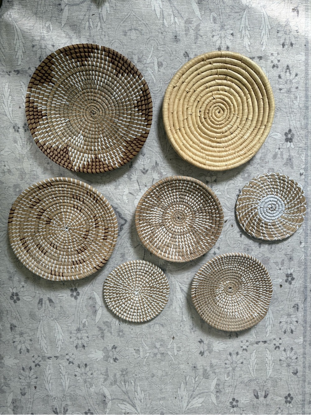 Handwoven Natural Wicker Wall Basket Set - Neutral Beige and Brown-NWT